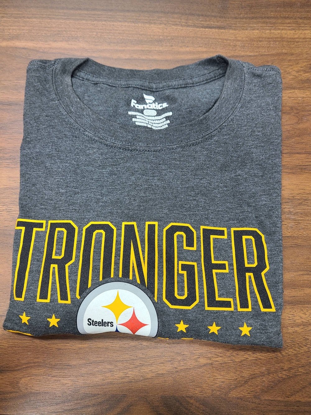 Fanatics Gray and Yellow Pittsburgh Steelers "Stronger" Short Sleeve Tee